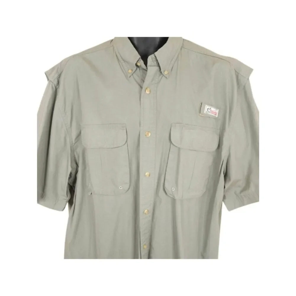World Wide Sportsman Fishing Shirt Mens Size Large Green Vented